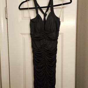 Elegant Black Ruched Women Dress